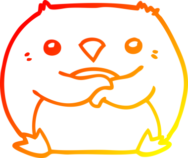 Bir insan tarafından çizilen karikatür pengueninin sıcak çizgi çizimi