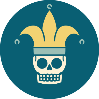 Bir insan tarafından çizilmiş bir kafatası soytarısının ikonik dövme şekli