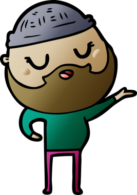 Bir insan tarafından çizilmiş sakallı bir çizgi film adamı.