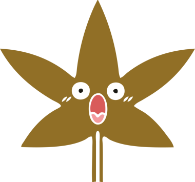 Bir insan tarafından çizilen sonbahar yaprağının düz renk retro karikatürü