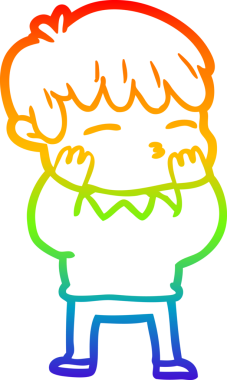 Gökkuşağı gradyanı çizimi Bir insan tarafından çizilmiş meraklı bir çocuk