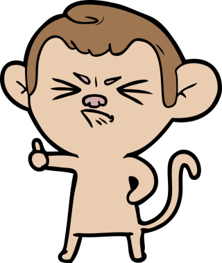 Bir insan tarafından çizilmiş kızgın maymun çizgi filmi.