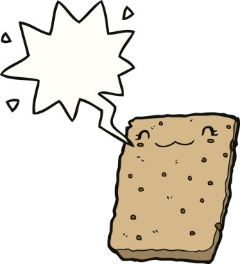 Bir insan tarafından çizilmiş konuşma balonlu bisküvi.