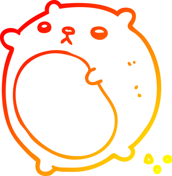 Bir insan tarafından çizilen çizgi film ayısının sıcak çizgi çizimi