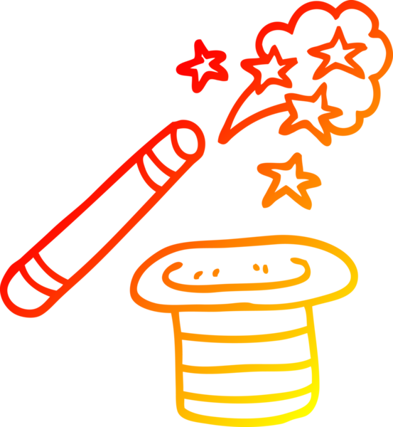 Bir insan tarafından çizilmiş bir çizgi film sihirbazının sıcak çizgi çizimi.