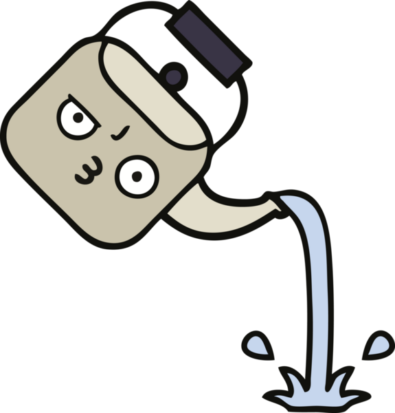 Bir insan tarafından çizilmiş tatlı bir çaydanlık karikatürü