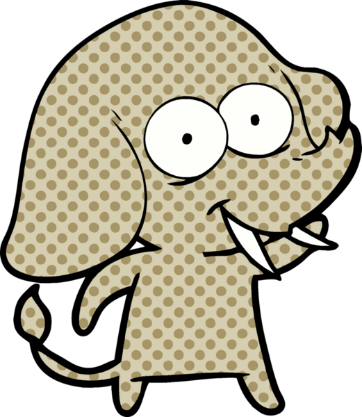 Bir insan tarafından çizilmiş mutlu bir fil.