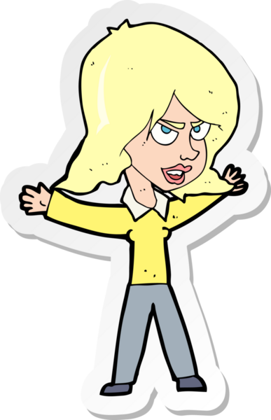 Bir insan tarafından çizilmiş bir karikatür kadının çıkartması.