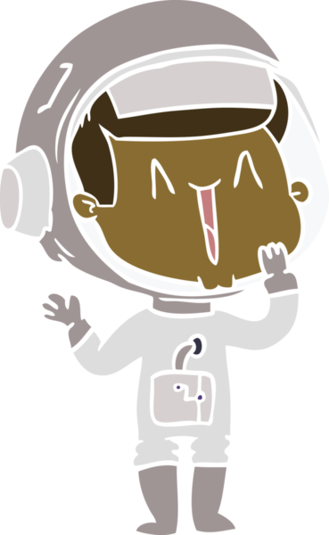 Bir insan tarafından çizilmiş düz renkli çizgi film astronotu.