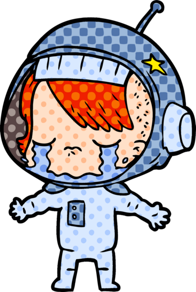 Bir insan tarafından çizilmiş ağlayan astronot kız.