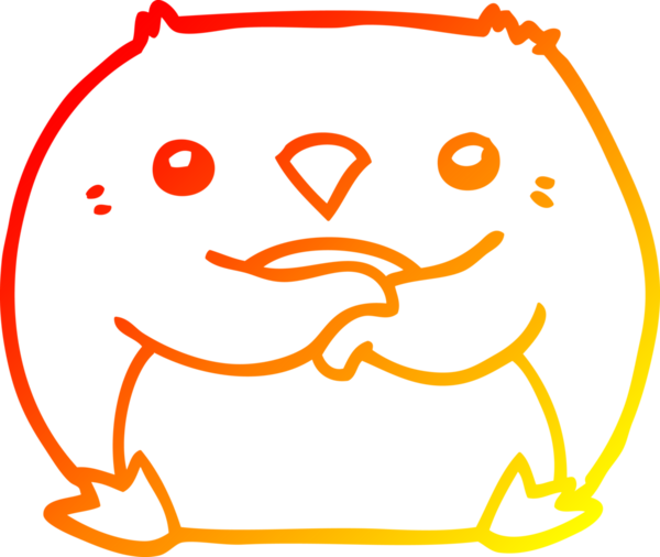 Bir insan tarafından çizilen karikatür pengueninin sıcak çizgi çizimi