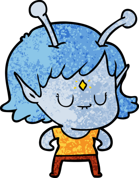 Bir insan tarafından çizilmiş uzaylı kız.