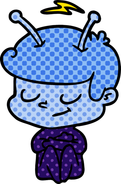 Bir insan tarafından çizilmiş dost canlısı çizgi film uzay adamı.