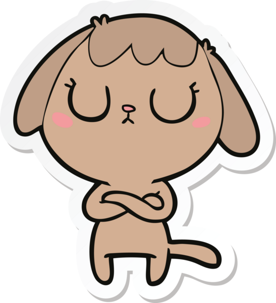 Bir insan tarafından çizilmiş şirin bir köpeğin çıkartması.