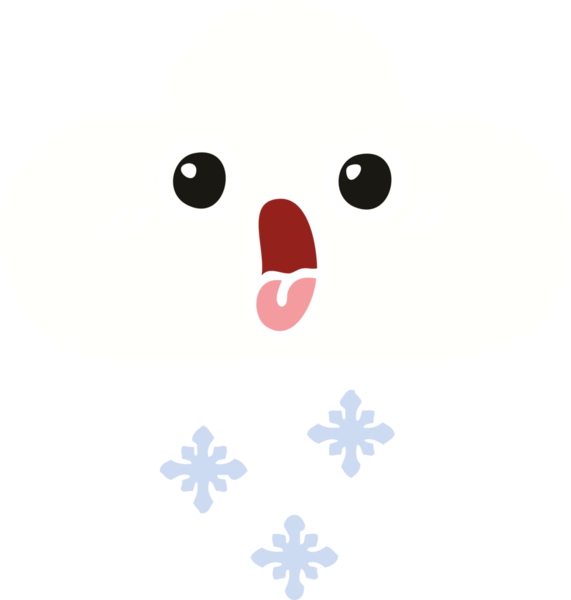 Bir insan tarafından çizilmiş bir kar bulutunun düz renkli retro karikatürü