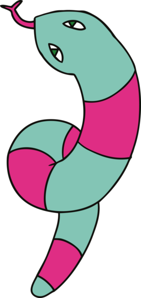 Bir insan tarafından çizilmiş uzun bir yılanın serbest çizimi.