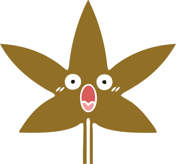 Bir insan tarafından çizilen sonbahar yaprağının düz renk retro karikatürü