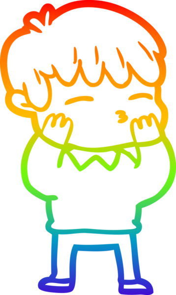 Gökkuşağı gradyanı çizimi Bir insan tarafından çizilmiş meraklı bir çocuk