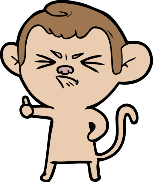 Bir insan tarafından çizilmiş kızgın maymun çizgi filmi.