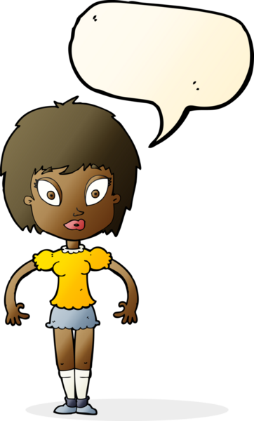 Bir insan tarafından çizilmiş konuşma balonu olan güzel bir kız.