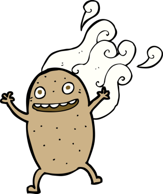 Bir insan tarafından çizilmiş mutlu patates çizgi filmi.