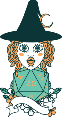 Retro Dövme Tarzı İnsan Büyücüsü Doğal 20 zar atışıyla Bir insan tarafından çizilmiş