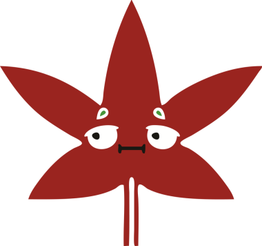 Bir insan tarafından çizilen sonbahar yaprağının düz renk retro karikatürü