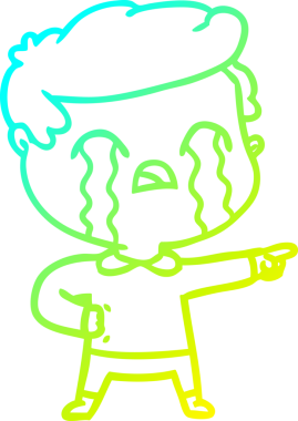 Bir insan tarafından çizilmiş ağlayan bir çizgi film karakteri çizimi.