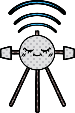 Bir insan tarafından çizilmiş uzay uydusunun çizgi roman tarzı karikatürü