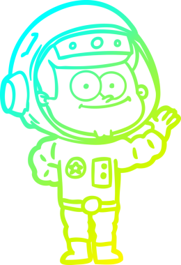 Bir insan tarafından çizilmiş mutlu bir astronot çizgi filmi.