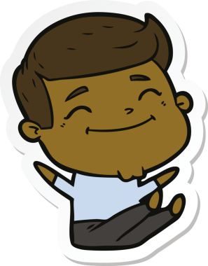 Bir insan tarafından çizilmiş mutlu bir çizgi film karakterinin çıkartması.