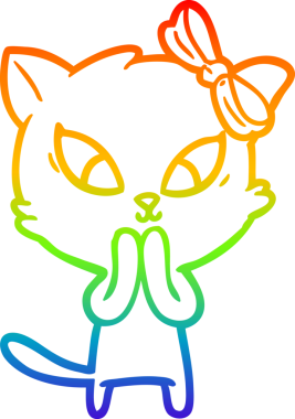 gökkuşağı gradyanı çizimi bir insan tarafından çizilmiş çizgi film kedisi