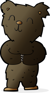 Bir insan tarafından çizilmiş mutlu küçük siyah ayı.