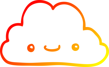 Bir insan tarafından çizilmiş sevimli bir karikatür bulutunun sıcak gradyan çizimi