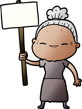 Bir insan tarafından çizilmiş barışçıl yaşlı bir kadın.