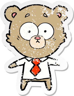 Bir insan tarafından çizilmiş şaşırmış bir ayı çizgi filminin sıkıntılı çıkartması.