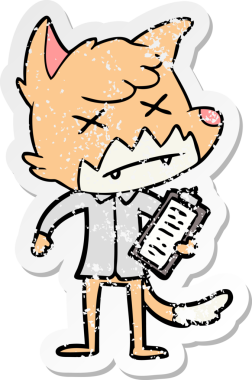 Bir insan tarafından çizilmiş ölü tilki çizgi filminin sıkıntılı çıkartması.