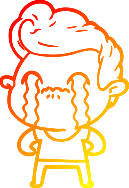 Bir insan tarafından çizilmiş ağlayan bir çizgi film karakteri çizimi.