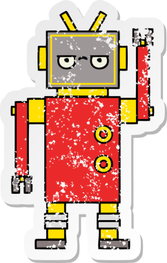 Bir insan tarafından çizilmiş rahatsız edilmiş sevimli bir çizgi filmin sıkıntılı çıkartması.