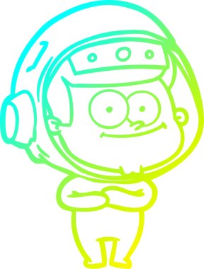 Bir insan tarafından çizilmiş mutlu bir astronot çizgi filmi.