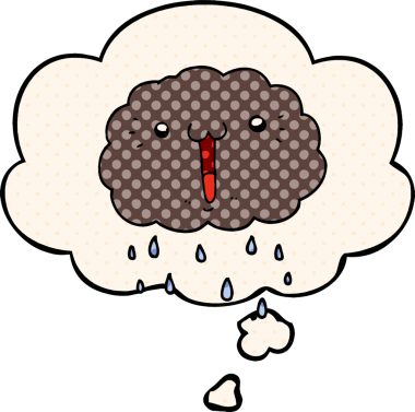 Çizgi roman tarzında bir insan tarafından çizilmiş düşünce baloncuğu olan çizgi film bulutu