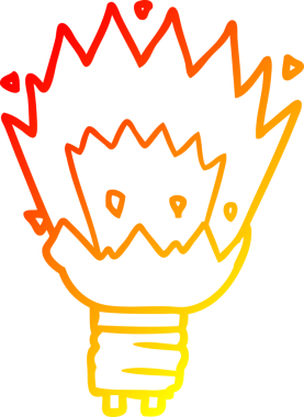 Bir insan tarafından çizilmiş sıcak çizgi çizgi çizgi film patlayan ampulün çizimi