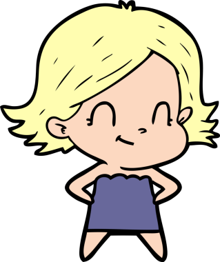 Bir insan tarafından çizilmiş karikatür dostu kız.