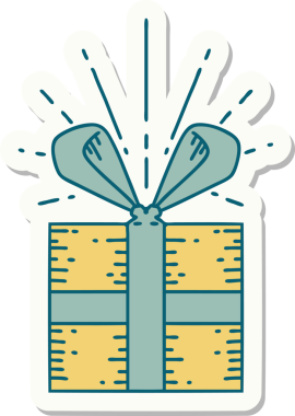 Bir insan tarafından çizilmiş dövme stili Noel hediyesi.