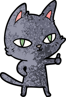 Bir insan tarafından çizilmiş çizgi film kedisi.