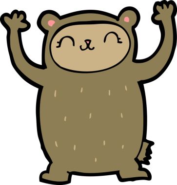 Bir insan tarafından çizilmiş sevimli çizgi film ayısı.