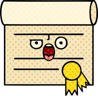 bir insan tarafından çizilmiş bir sertifikanın çizgi roman tarzı