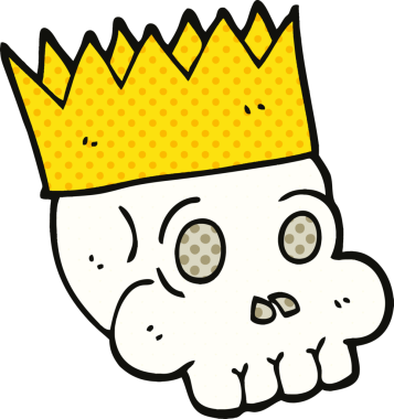 Çizgi roman tarzı bir kafatası insan tarafından çizilmiş.