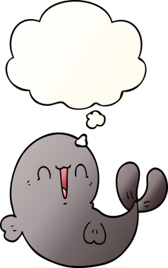 Düşünce baloncuğu bir insan tarafından çizilmiş tatlı çizgi film balinası.