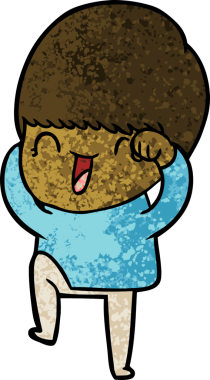 Bir insan tarafından çizilmiş mutlu çizgi film çocuğu.